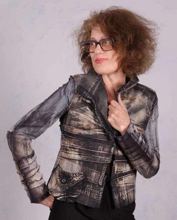 'short and groovy' detailed distressed art jacket