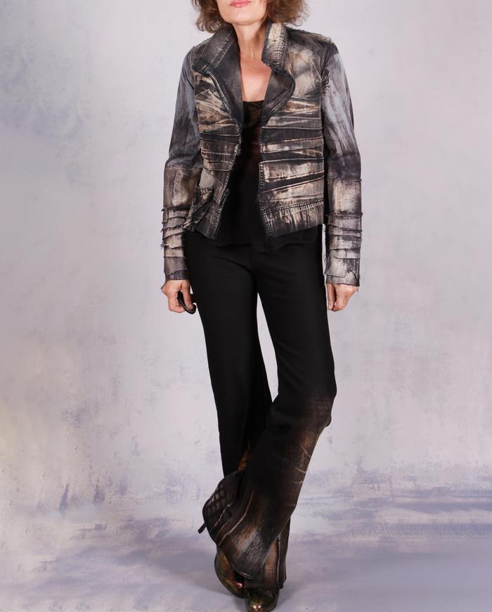 'short and groovy' detailed distressed art jacket