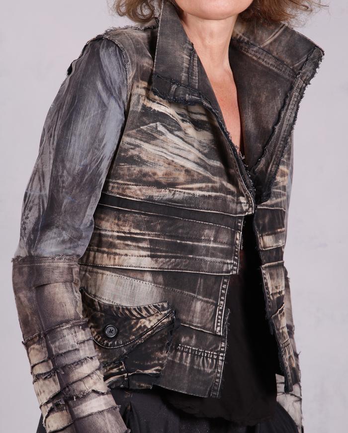 'short and groovy' detailed distressed art jacket