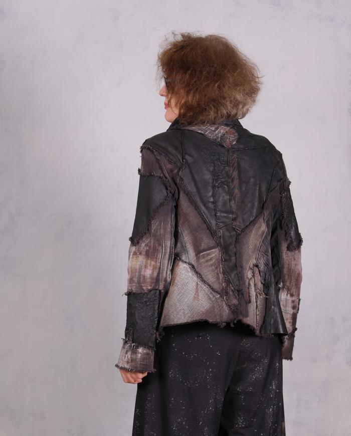 'on a tactile Odyssey' mixed materials fitted avant-garde jacket