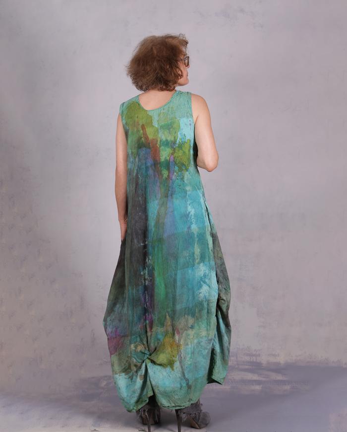 'long summer in a pocket' maxi silk artisanal dress