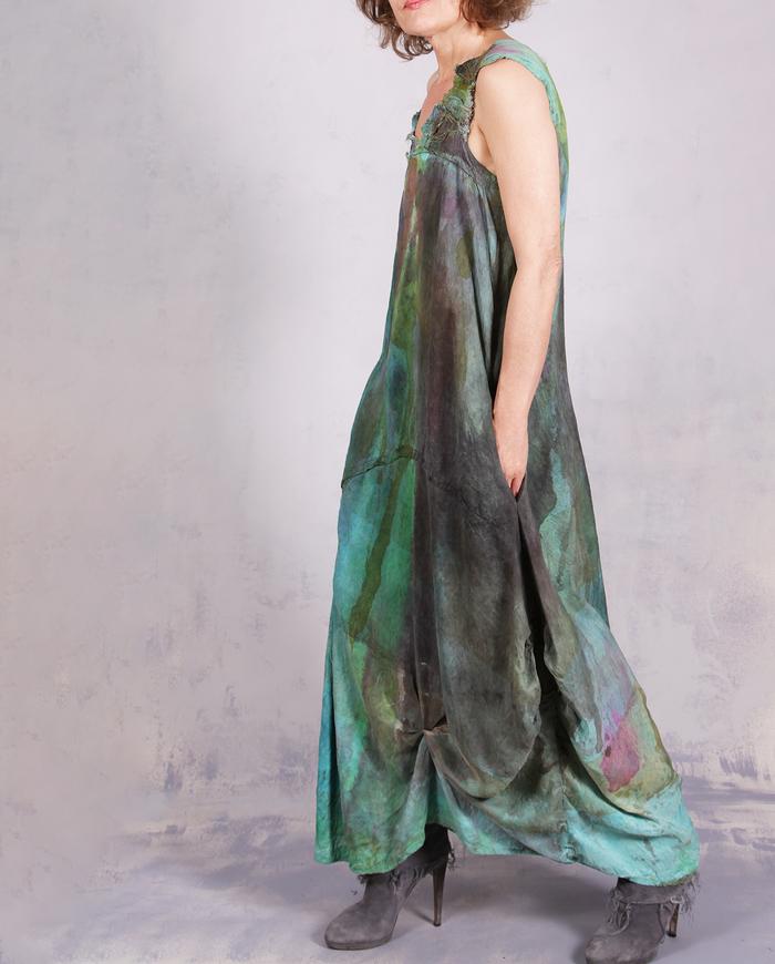 'long summer in a pocket' maxi silk artisanal dress