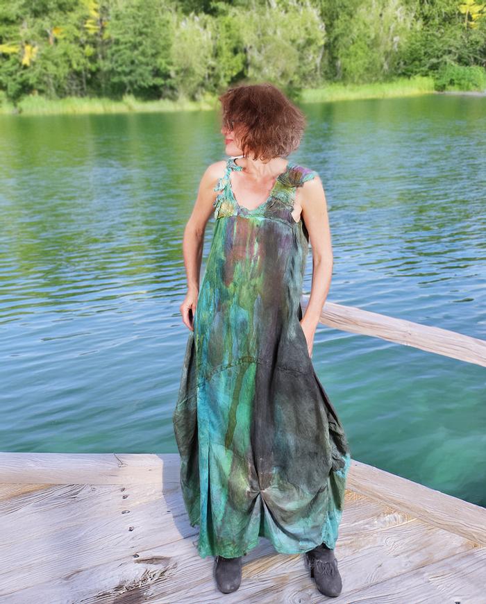 'long summer in a pocket' maxi silk artisanal dress