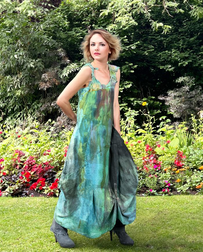 'long summer in a pocket' maxi silk artisanal dress