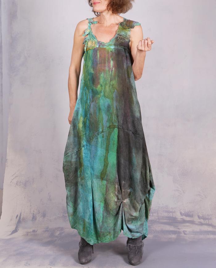'long summer in a pocket' maxi silk artisanal dress