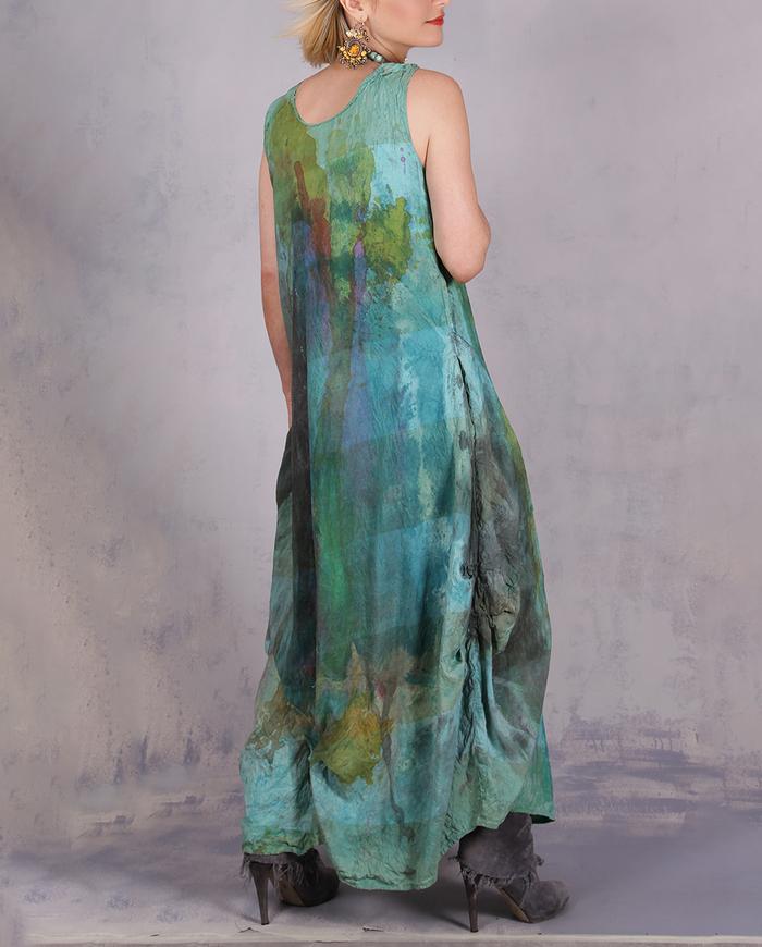 'long summer in a pocket' maxi silk artisanal dress