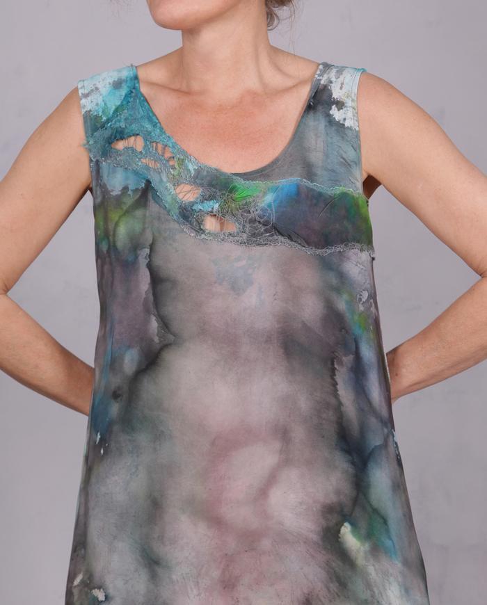 'dress like a walk in the park' luxury silk crepe hand-painted dress