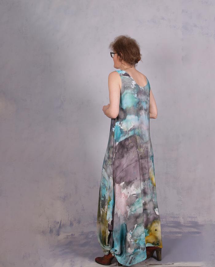 'dress like a walk in the park' luxury silk crepe hand-painted dress