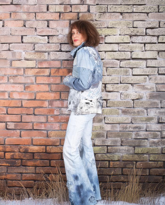 'seams like a masterpiece' detailed distressed denim jacket