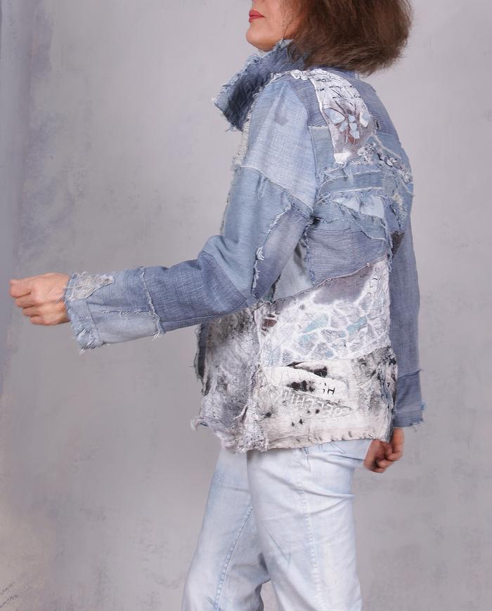 'seams like a masterpiece' detailed distressed denim jacket
