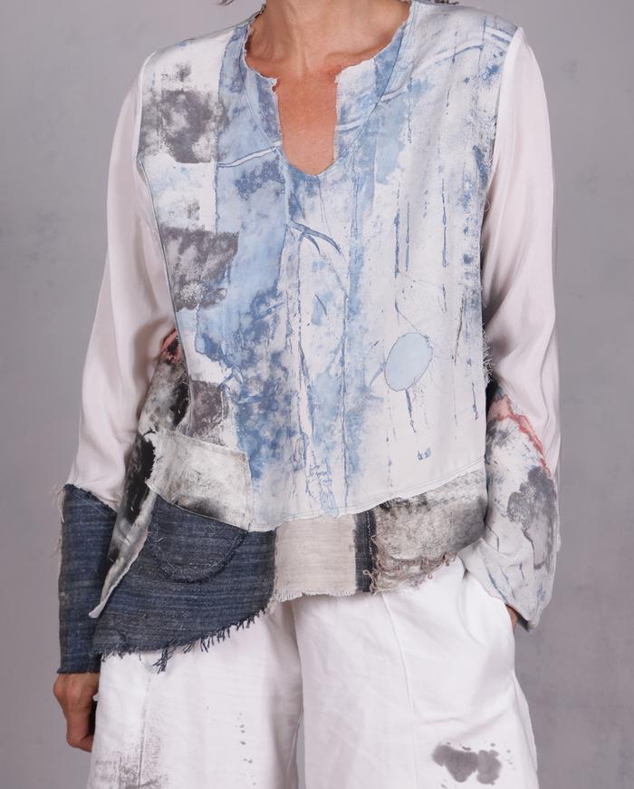 'a material witness' mixed fabrics flowy top