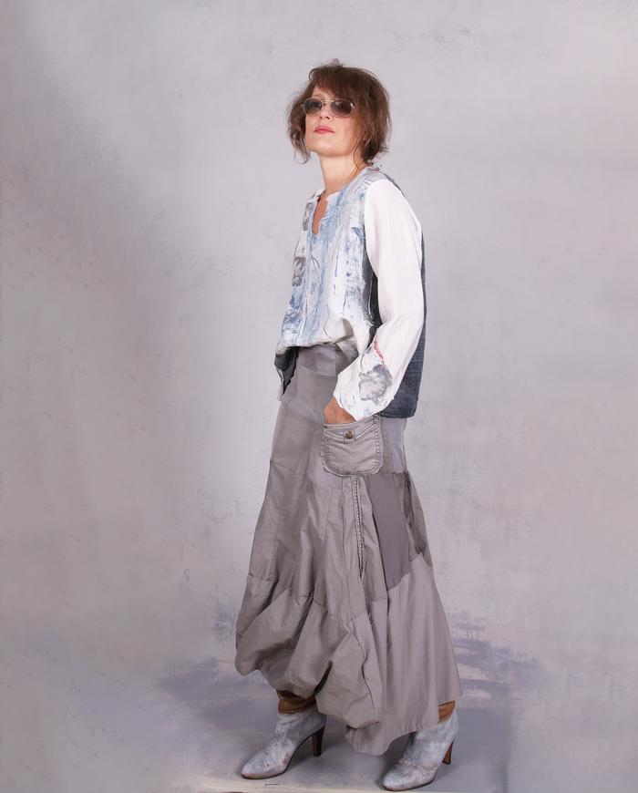 'a material witness' mixed fabrics flowy top