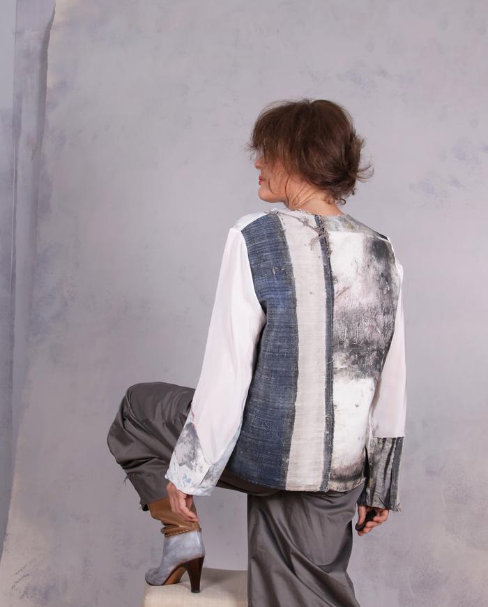 'a material witness' mixed fabrics flowy top