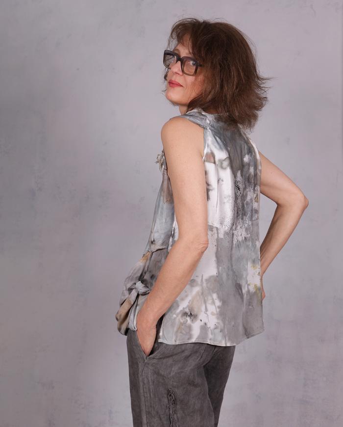 'haute-ly addictive' hand-painted asymmetrical silk top