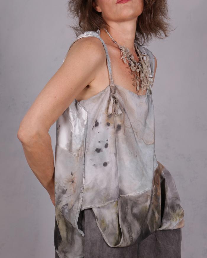 'haute-ly addictive' hand-painted asymmetrical silk top