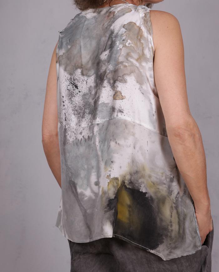 'haute-ly addictive' hand-painted asymmetrical silk top