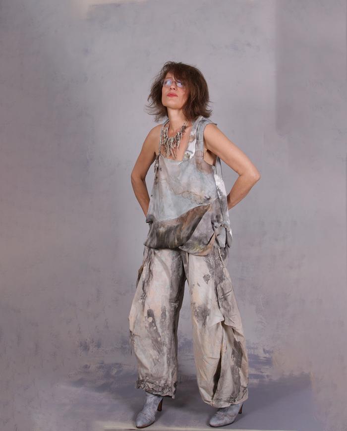 'haute-ly addictive' hand-painted asymmetrical silk top