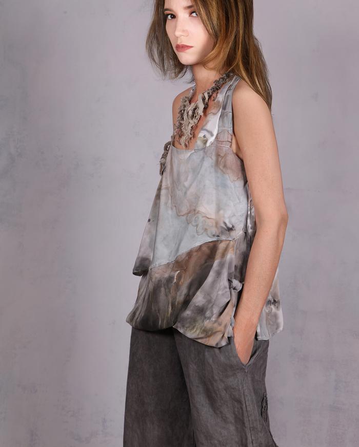 'haute-ly addictive' hand-painted asymmetrical silk top