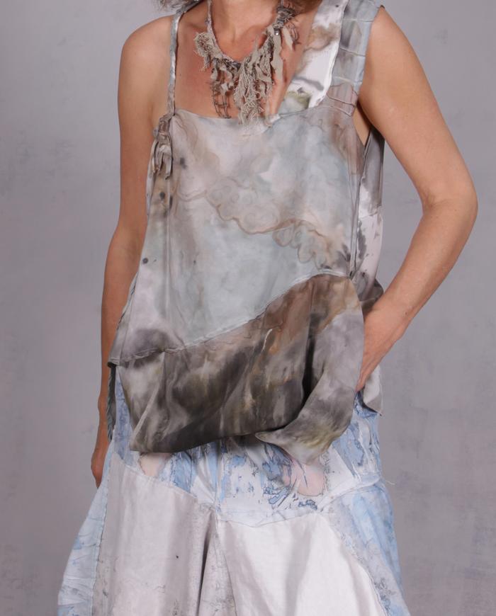 'haute-ly addictive' hand-painted asymmetrical silk top