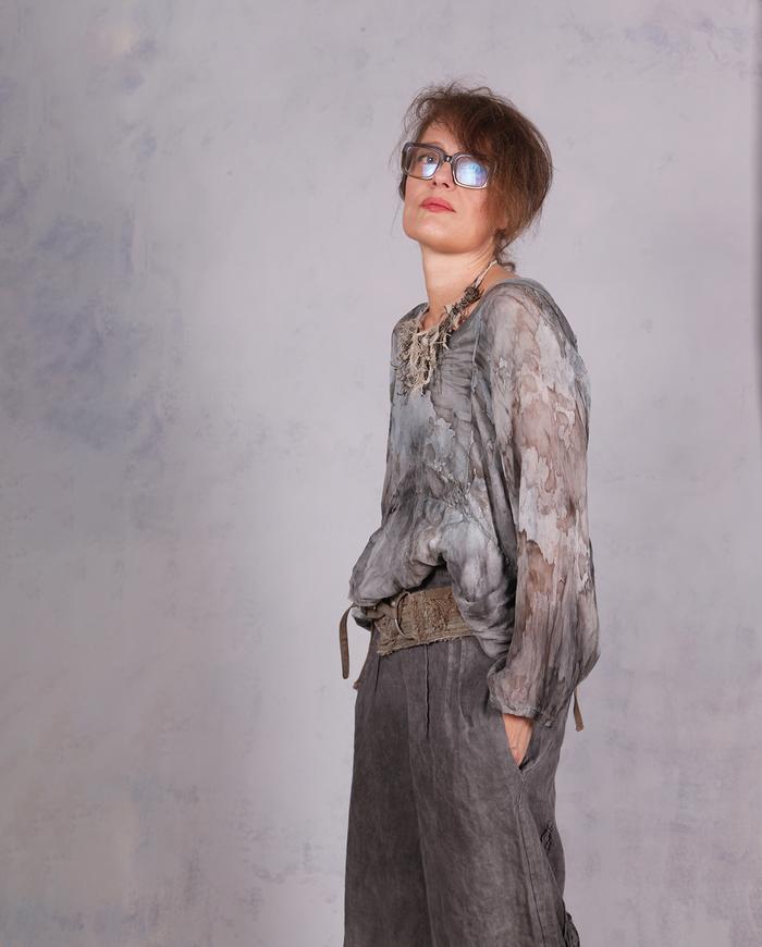 'cloudy before the storm' soft drape asymmetrical top