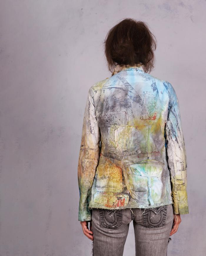 'the sun-day blues' highly detailed bold hand-painted jacket