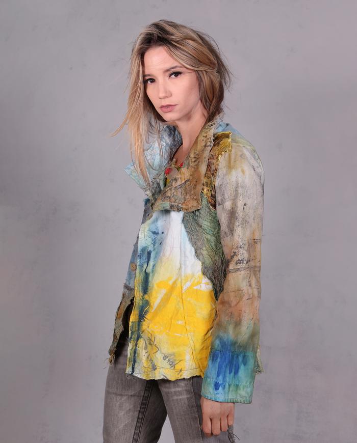 'the sun-day blues' highly detailed bold hand-painted jacket