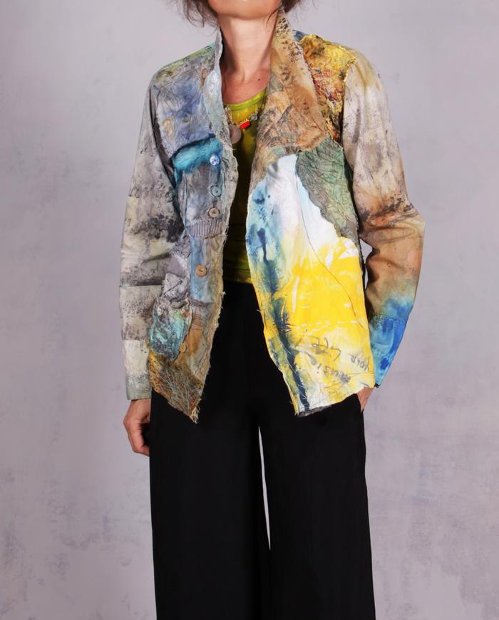 'the sun-day blues' highly detailed bold hand-painted jacket