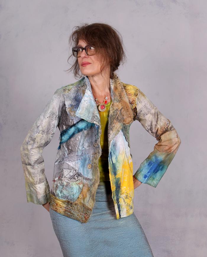 'the sun-day blues' highly detailed bold hand-painted jacket