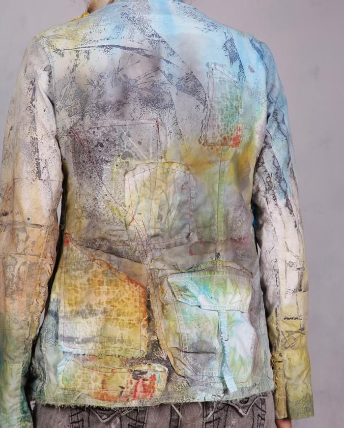 'the sun-day blues' highly detailed bold hand-painted jacket