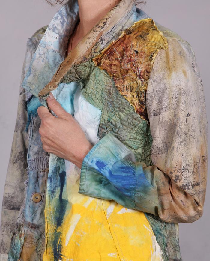 'the sun-day blues' highly detailed bold hand-painted jacket