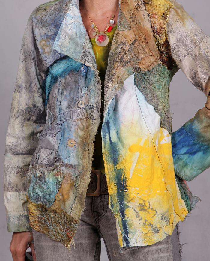 'the sun-day blues' highly detailed bold hand-painted jacket