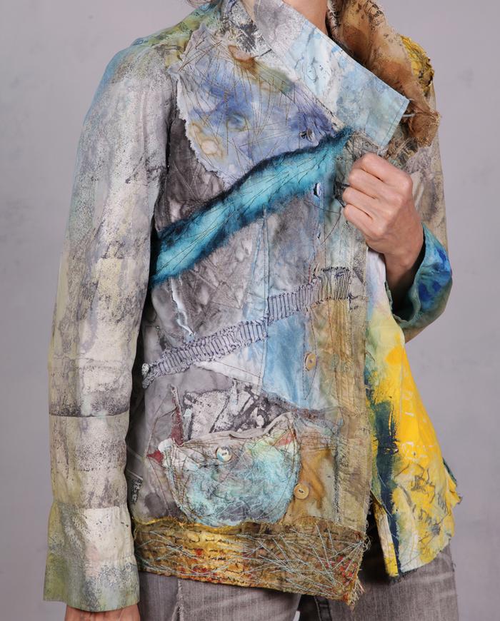 'the sun-day blues' highly detailed bold hand-painted jacket