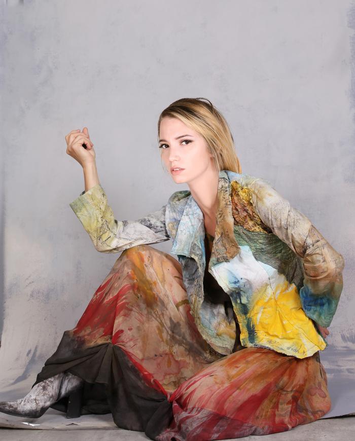 'the sun-day blues' highly detailed bold hand-painted jacket