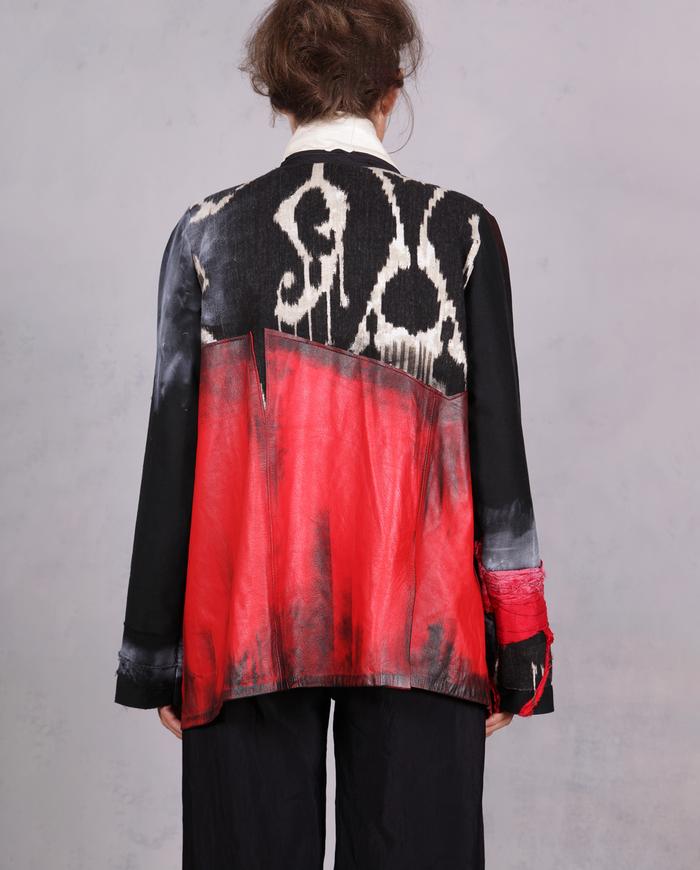 'tricolor noir' mixed lambskin and cotton art jacket