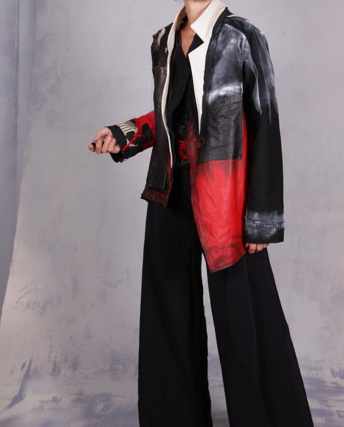 'tricolor noir' mixed lambskin and cotton art jacket