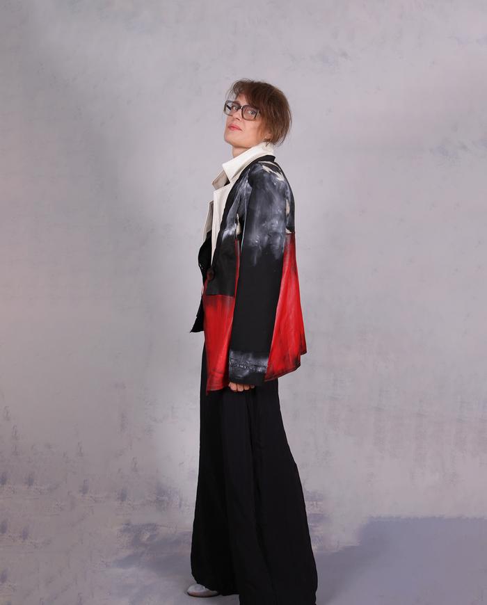 'tricolor noir' mixed lambskin and cotton art jacket