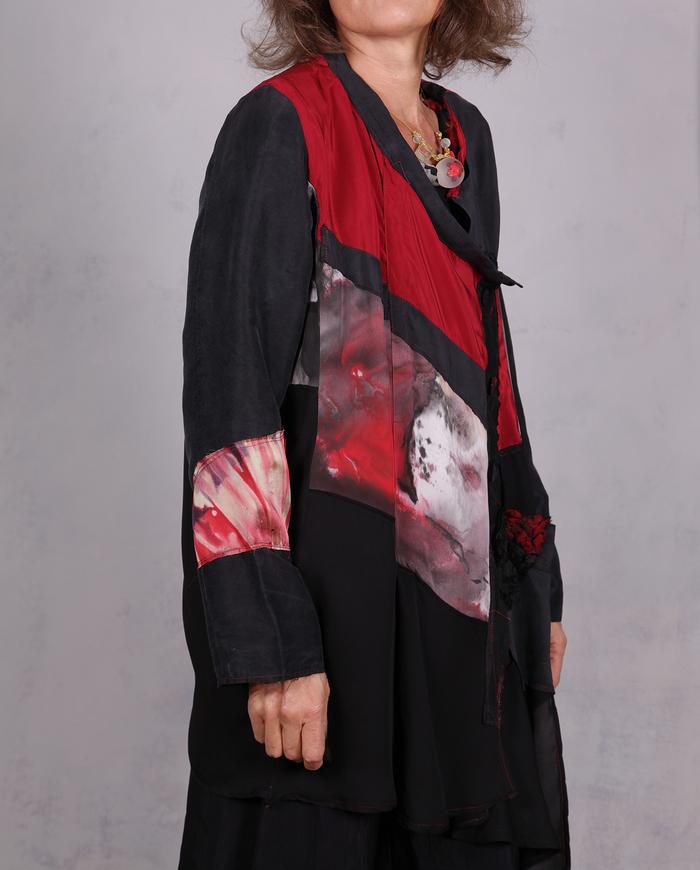 'keep on shifting' asymmetrical silk crepe tunic-to-jacket 