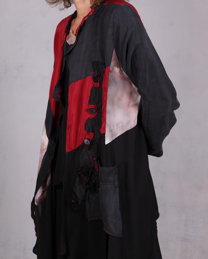 'keep on shifting' asymmetrical silk crepe tunic-to-jacket 