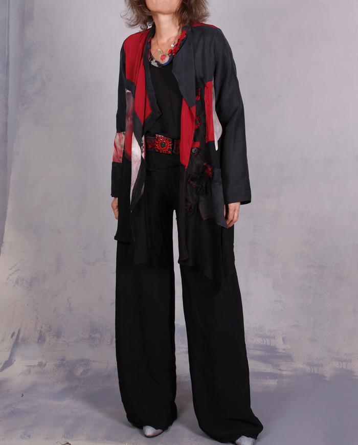 'keep on shifting' asymmetrical silk crepe tunic-to-jacket 