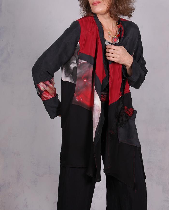 'keep on shifting' asymmetrical silk crepe tunic-to-jacket 