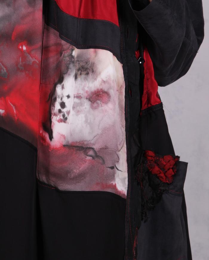 'keep on shifting' asymmetrical silk crepe tunic-to-jacket 
