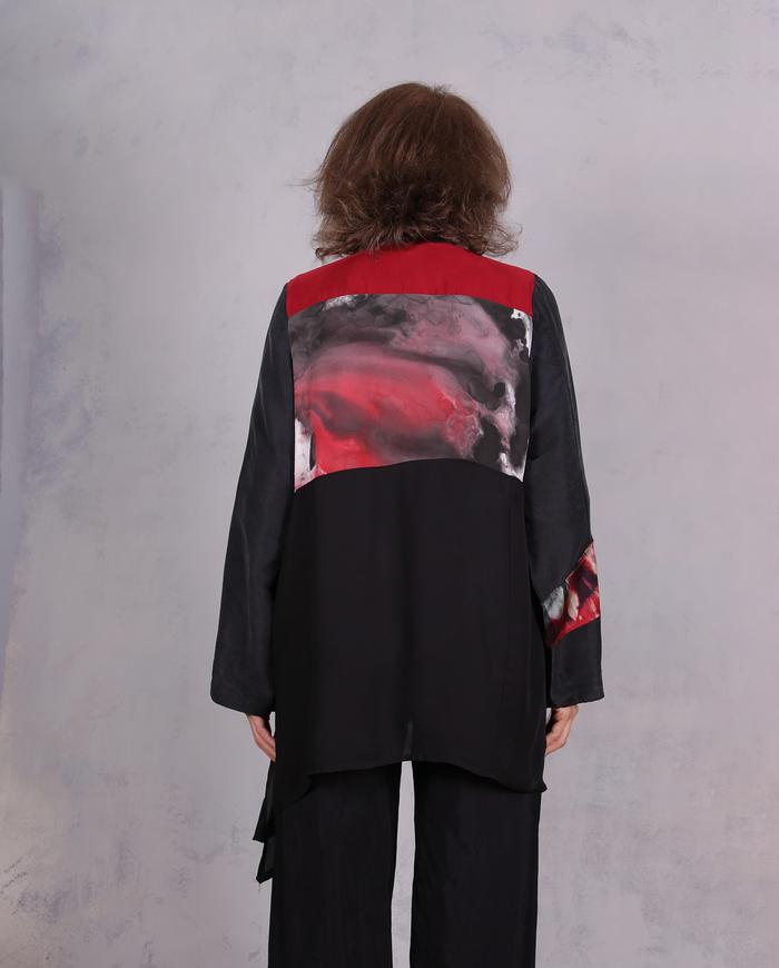'keep on shifting' asymmetrical silk crepe tunic-to-jacket 
