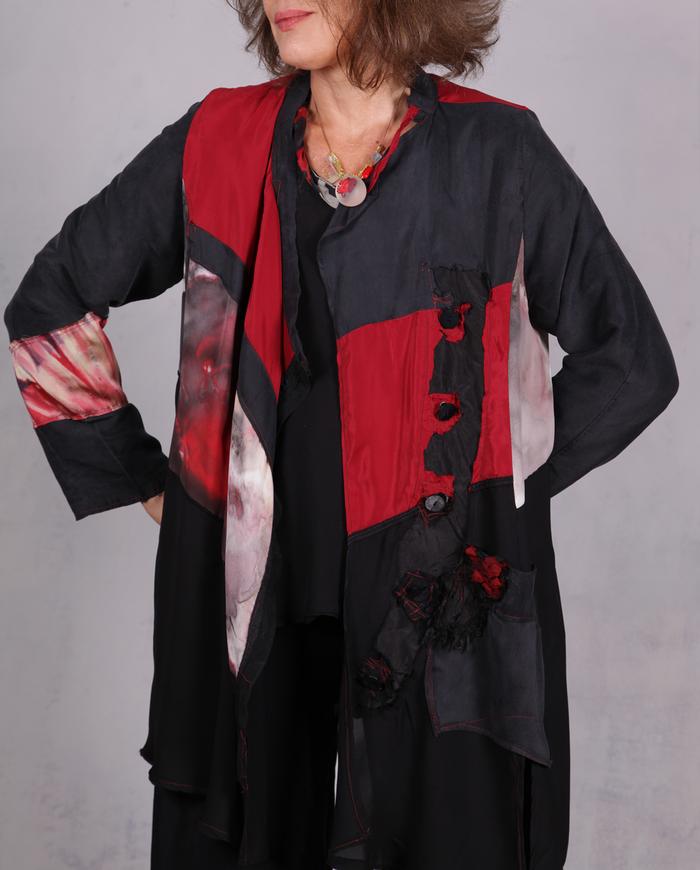 'keep on shifting' asymmetrical silk crepe tunic-to-jacket 