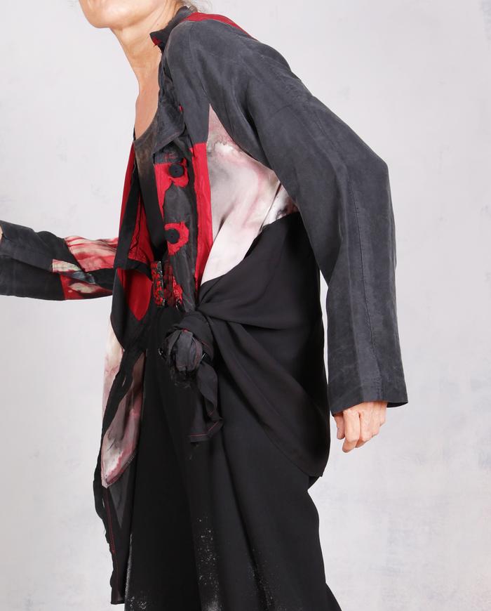 'keep on shifting' asymmetrical silk crepe tunic-to-jacket 