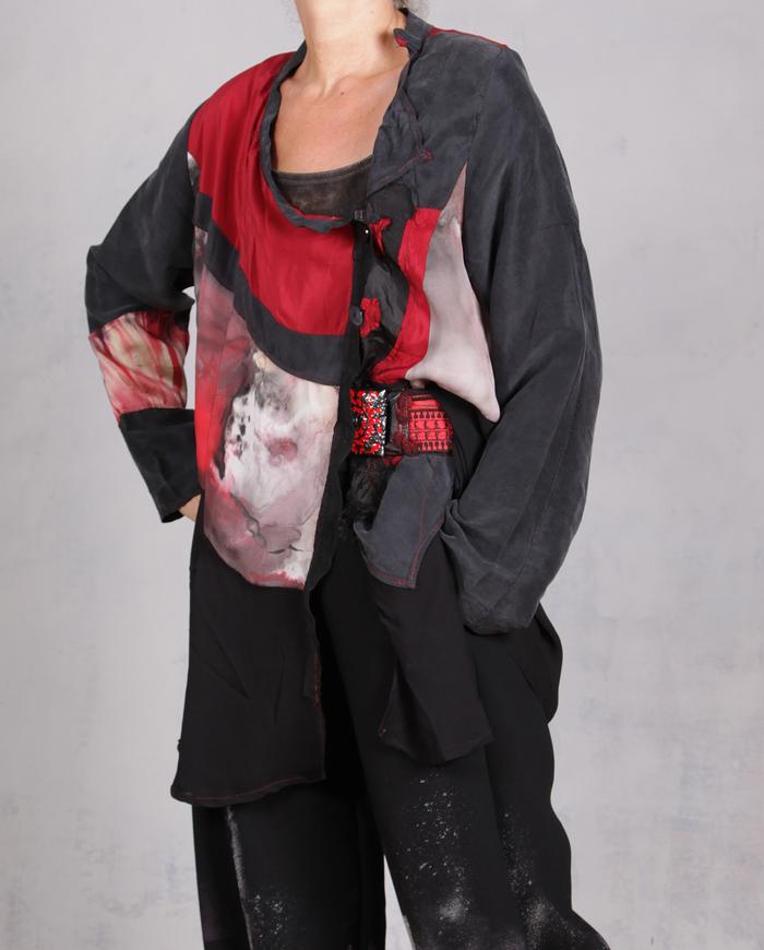 'keep on shifting' asymmetrical silk crepe tunic-to-jacket 