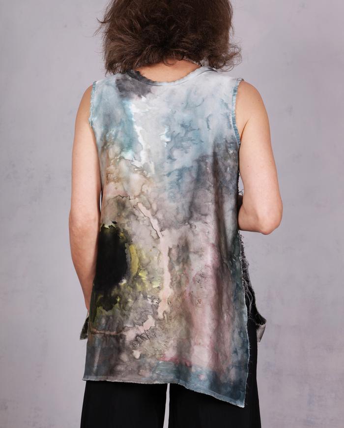 'cloud nine-to-five' asymmetrical luxurious silk reversible blouse