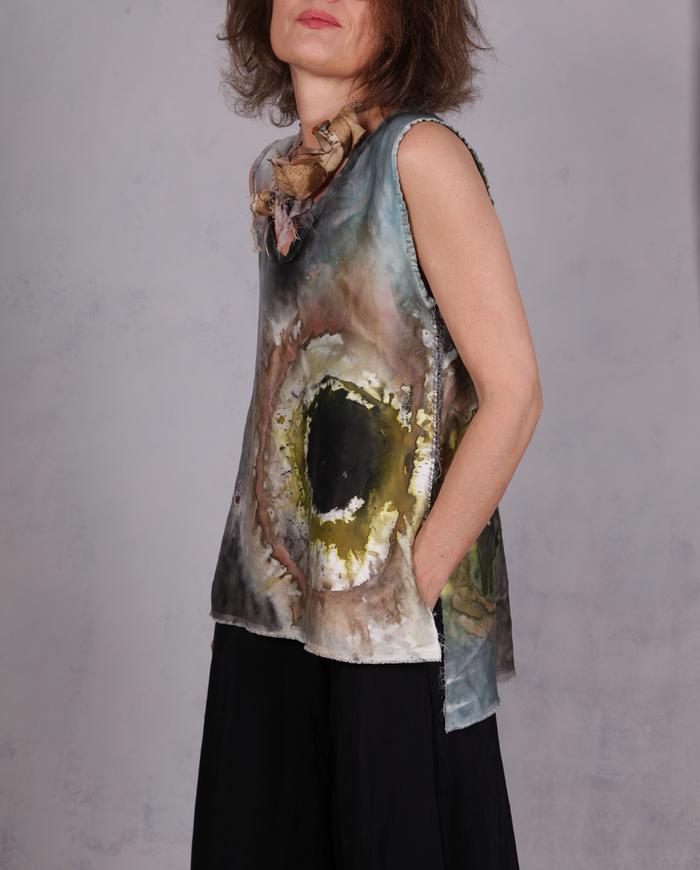 'cloud nine-to-five' asymmetrical luxurious silk reversible blouse