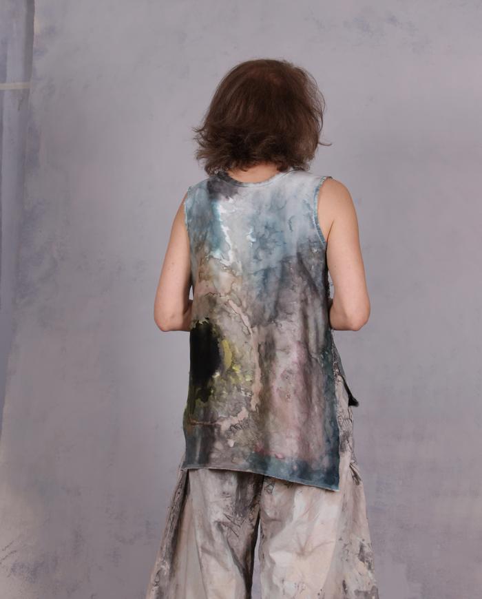 'cloud nine-to-five' asymmetrical luxurious silk reversible blouse