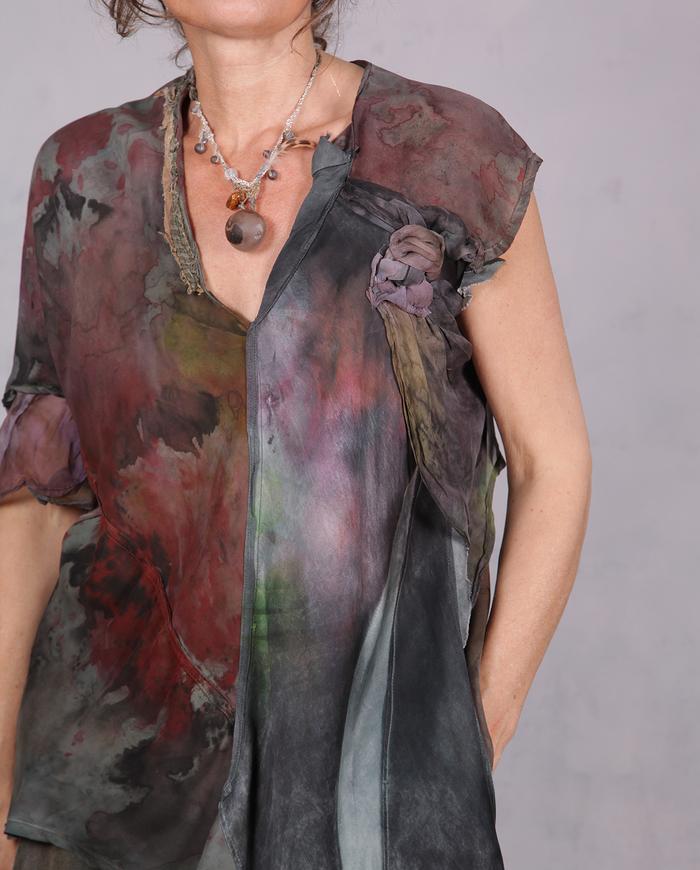 'earth, wind and silk' asymmetrical detailed silk blouse 