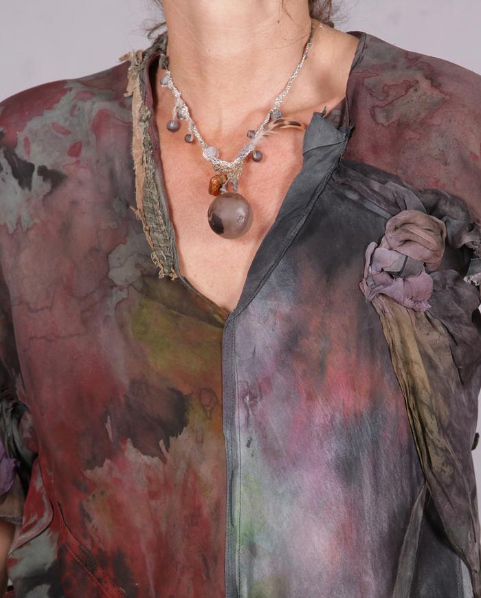 'earth, wind and silk' asymmetrical detailed silk blouse 